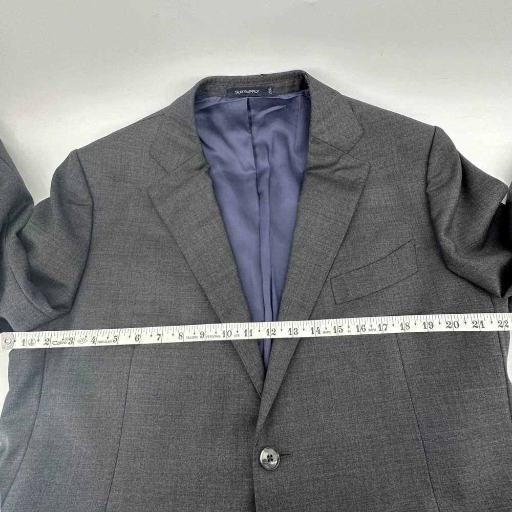 Suitsupply Suit Jacket Men 48R Gray Wool Surgical Cuff Vitrale Barberis Canonico